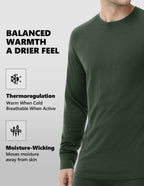 Woolcano Men’s 260g Merino Wool Base Layer Top Lightweight Thermal Underwear Shirt