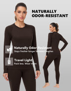 Woolcano Women's 260g Merino Wool Base Layer Set Lightweight Thermal Underwear