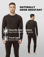 Woolcano Men’s 190g Merino Wool Base Layer Set Lightweight Thermal Underwear