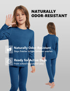 Woolcano Kid's 190g Merino Wool Unisex Base Layer Set Lightweight Thermal Underwear