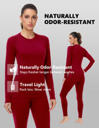 Woolcano Women's 190g Merino Wool Base Layer Set Lightweight Thermal Underwear