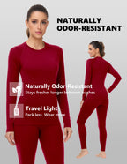 Woolcano Women's 260g Merino Wool Base Layer Set Lightweight Thermal Underwear