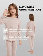 Woolcano Kid's 190g Merino Wool Unisex Base Layer Set Lightweight Thermal Underwear