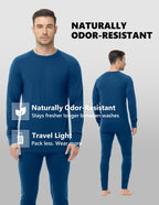 Woolcano Men’s 260g Merino Wool Base Layer Set Lightweight Thermal Underwear