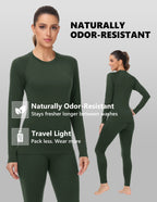 Woolcano Women's 190g Merino Wool Base Layer Set Lightweight Thermal Underwear