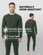 Woolcano Men’s 260g Merino Wool Base Layer Set Lightweight Thermal Underwear