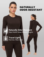 Woolcano Women's 190g Merino Wool Base Layer Set Lightweight Thermal Underwear