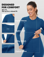 Woolcano Women's 190g Merino Wool Base Layer Set Lightweight Thermal Underwear