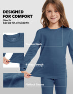 Woolcano Kid's 190g Merino Wool Unisex Base Layer Set Lightweight Thermal Underwear