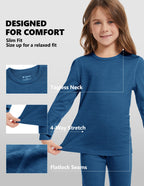 Woolcano Kid's 190g Merino Wool Unisex Base Layer Set Lightweight Thermal Underwear