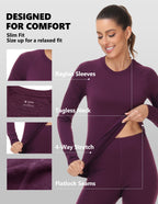 Woolcano Women's 190g Merino Wool Base Layer Set Lightweight Thermal Underwear