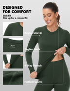 Woolcano Women's 190g Merino Wool Base Layer Set Lightweight Thermal Underwear