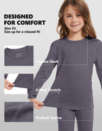 Woolcano Kid's 190g Merino Wool Unisex Base Layer Set Lightweight Thermal Underwear