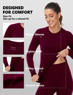 Woolcano Women's 190g Merino Wool Base Layer Set Lightweight Thermal Underwear