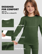 Woolcano Kid's 190g Merino Wool Unisex Base Layer Set Lightweight Thermal Underwear