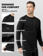 Woolcano Men’s 260g Merino Wool Base Layer Set Lightweight Thermal Underwear