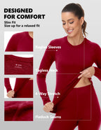 Woolcano Women's 260g Merino Wool Base Layer Set Lightweight Thermal Underwear