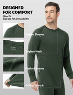 Woolcano Men’s 260g Merino Wool Base Layer Top Lightweight Thermal Underwear Shirt