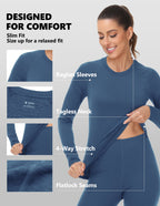 Woolcano Women's 190g Merino Wool Base Layer Set Lightweight Thermal Underwear