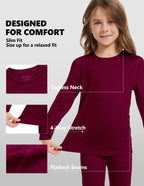 Woolcano Kid's 190g Merino Wool Unisex Base Layer Set Lightweight Thermal Underwear
