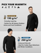 Woolcano Men’s 260g Merino Wool Base Layer Top Lightweight Thermal Underwear Shirt
