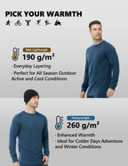 Woolcano Men’s 260g Merino Wool Base Layer Set Lightweight Thermal Underwear