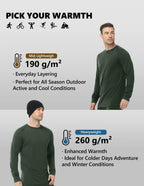 Woolcano Men’s 260g Merino Wool Base Layer Set Lightweight Thermal Underwear