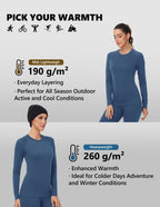 Woolcano Women's 190g Merino Wool Base Layer Set Lightweight Thermal Underwear