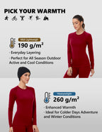 Woolcano Women's 260g Merino Wool Base Layer Set Lightweight Thermal Underwear