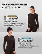 Woolcano Women's 190g Merino Wool Base Layer Set Lightweight Thermal Underwear
