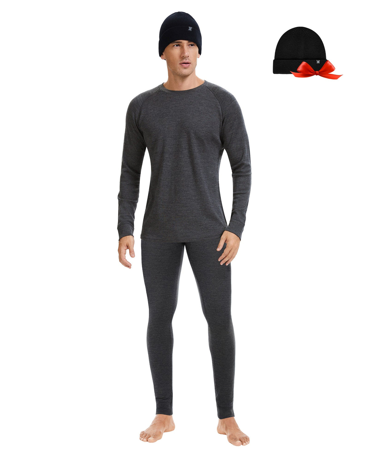 Woolcano Men’s 260g Merino Wool Base Layer Set Lightweight Thermal Underwear