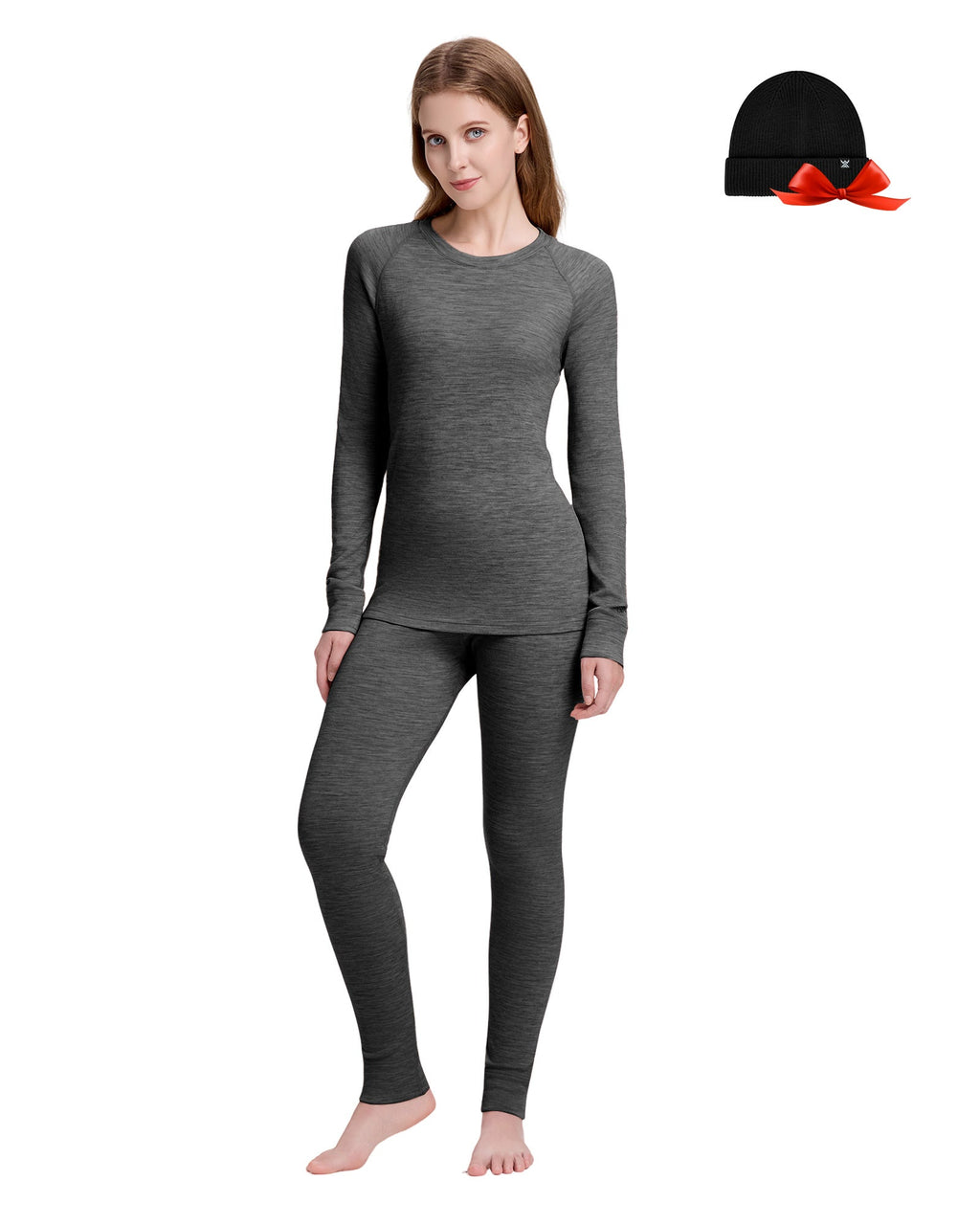 Woolcano Women's 260g Merino Wool Base Layer Set Lightweight Thermal Underwear