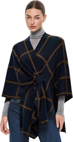 PULI Women's Elegant Shawl Wraps Soft Open Front Poncho Sweater for Spring Fall Winter