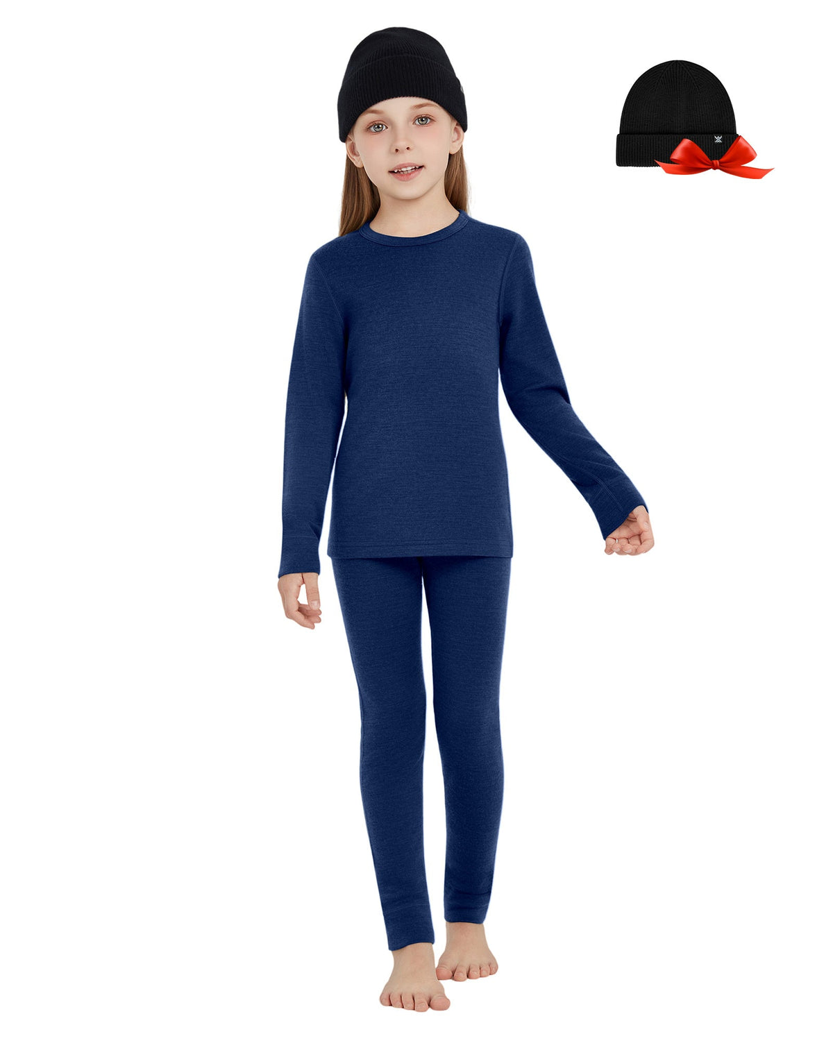 Woolcano Kid's 190g Merino Wool Unisex Base Layer Set Lightweight Thermal Underwear