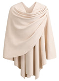 PULI Women's Large Cross Front Poncho Sweater Wraps Topper Knitted Elegant Shawls Cape for Fall Winter