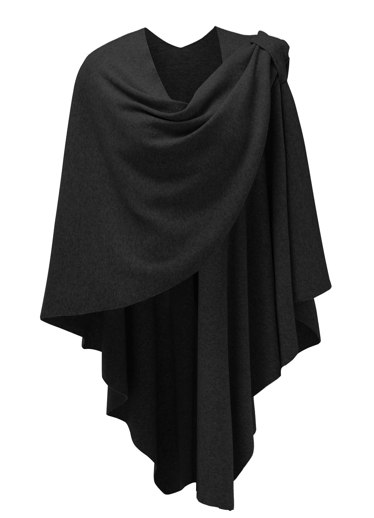 PULI Women's Large Cross Front Poncho Sweater Wraps Topper Knitted Elegant Shawls Cape for Fall Winter