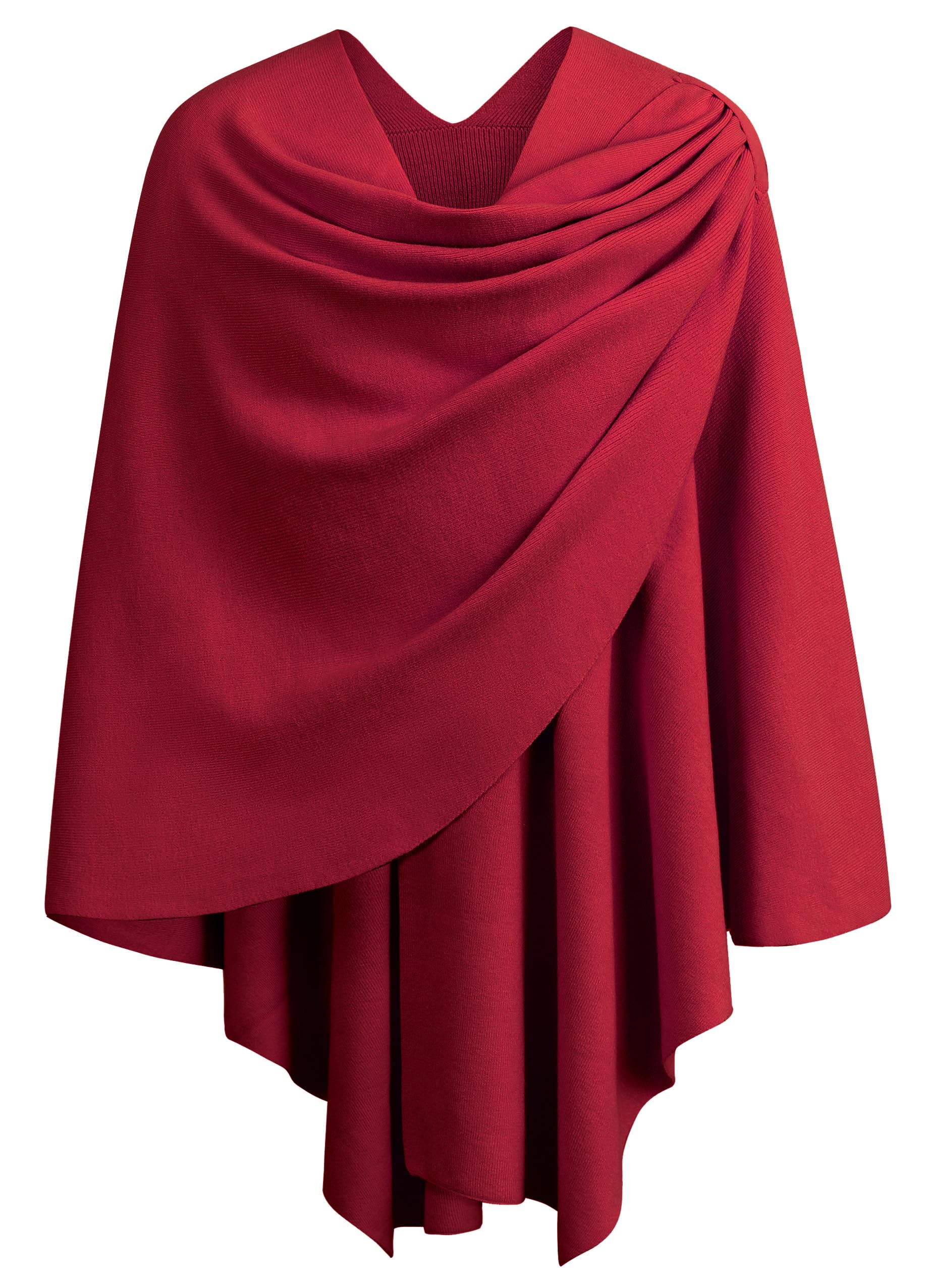 PULI Women's Large Cross Front Poncho Sweater Wraps Topper Knitted Elegant Shawls Cape for Fall Winter