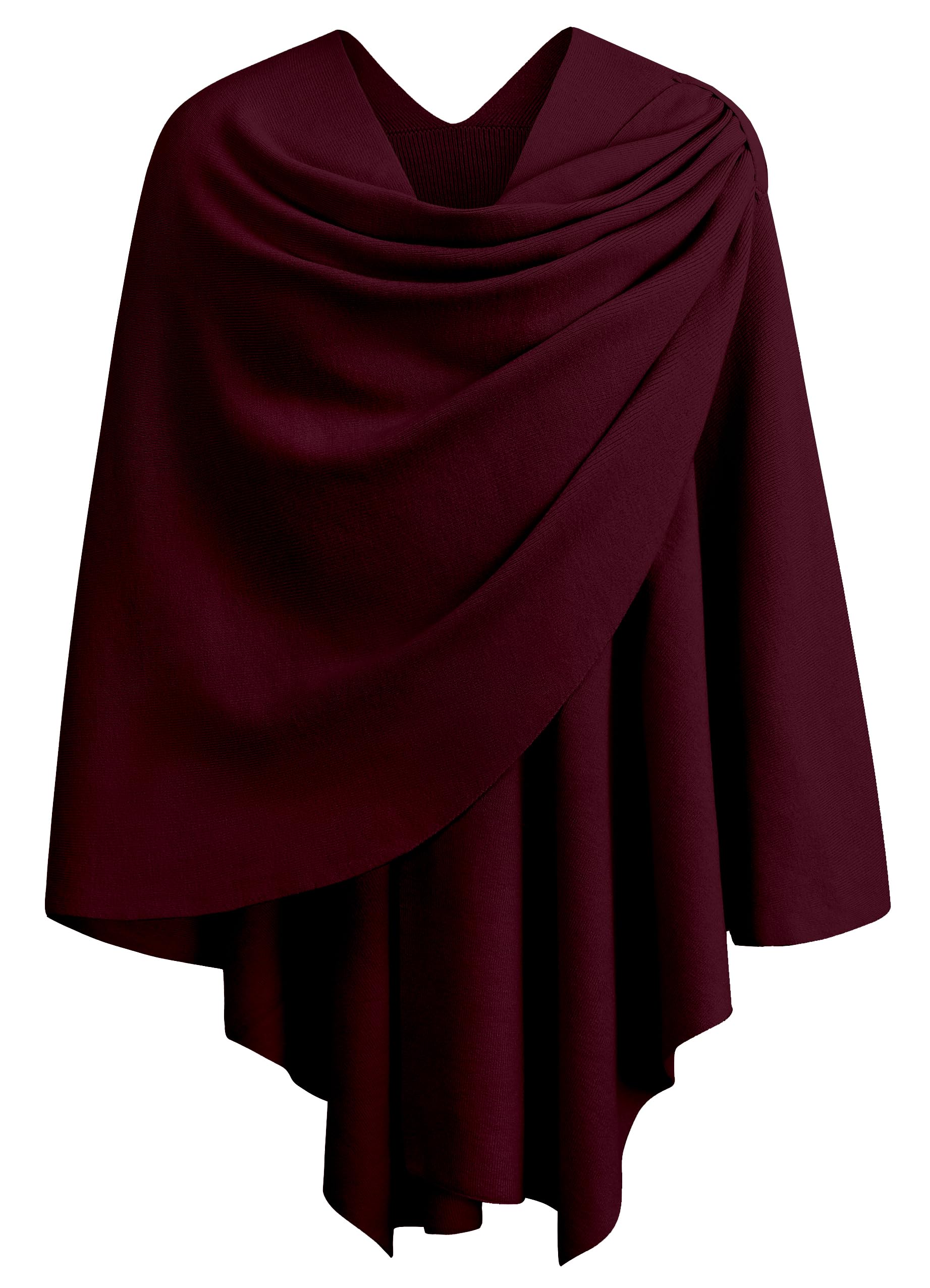 PULI Women's Large Cross Front Poncho Sweater Wraps Topper Knitted Elegant Shawls Cape for Fall Winter