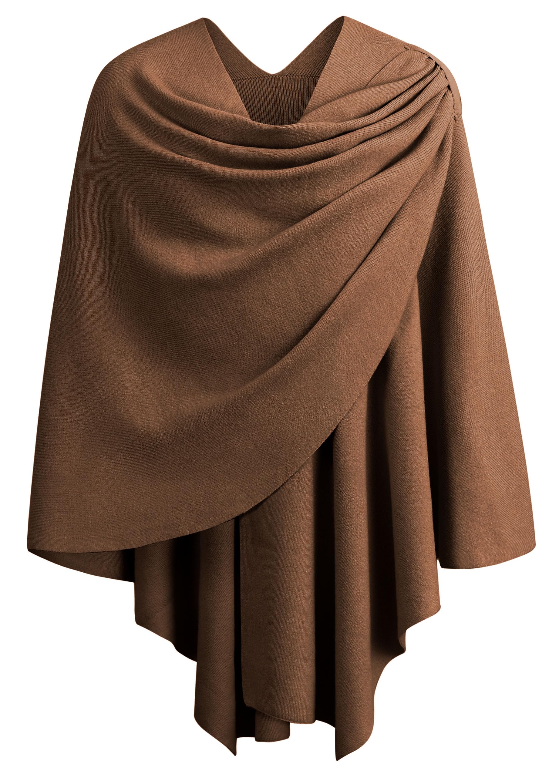 PULI Women's Large Cross Front Poncho Sweater Wraps Topper Knitted Elegant Shawls Cape for Fall Winter