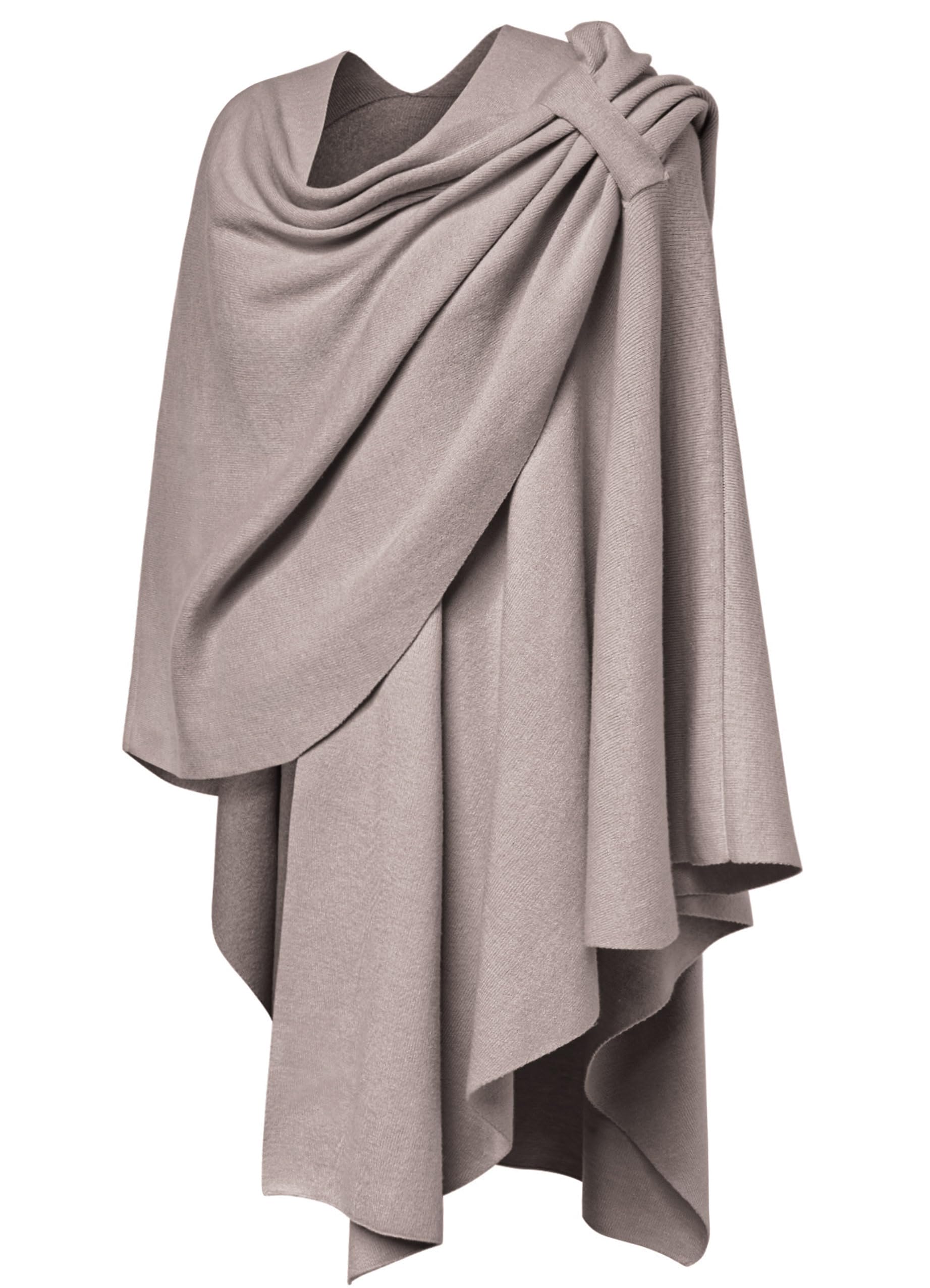 PULI Women's Large Cross Front Poncho Sweater Wraps Topper Knitted Elegant Shawls Cape for Fall Winter