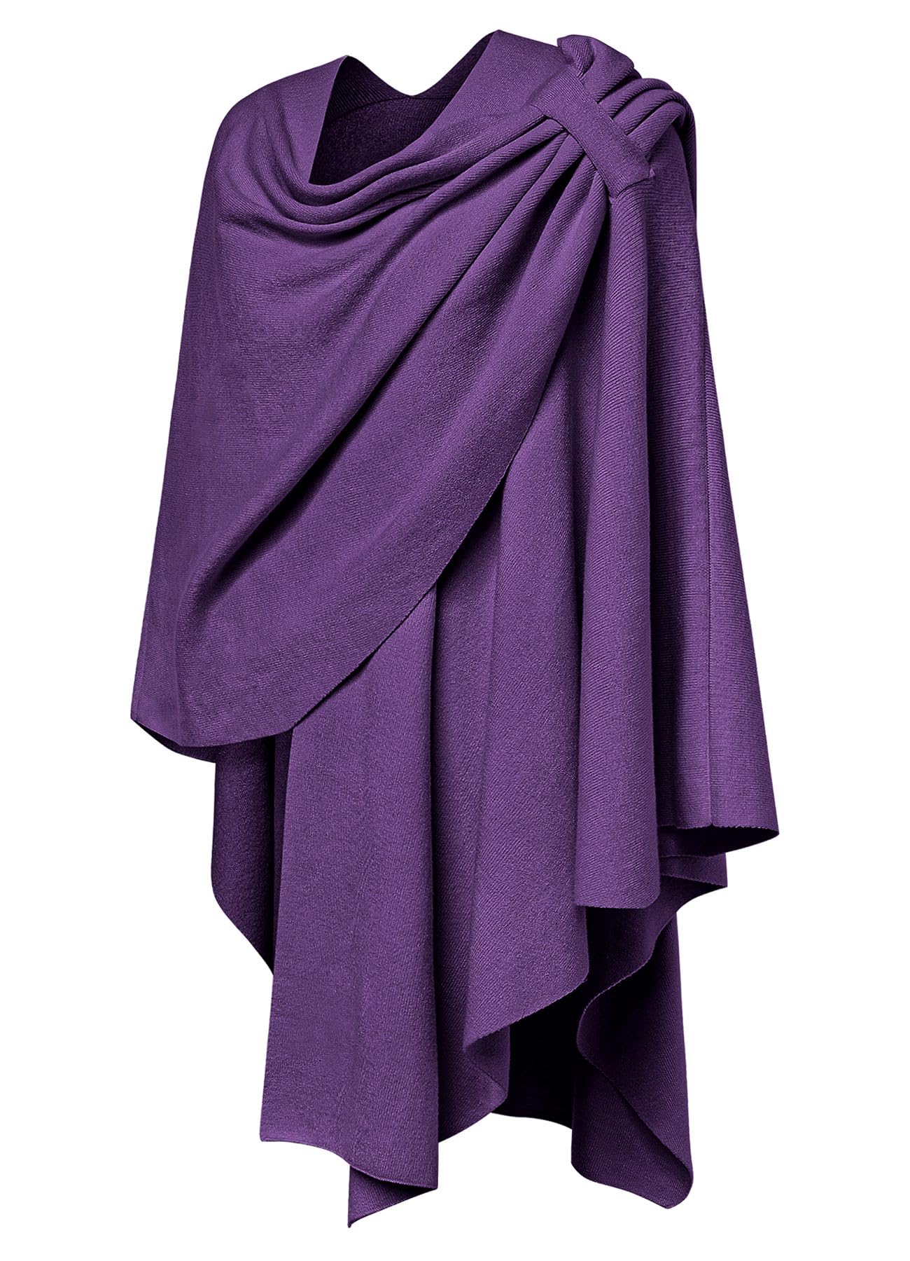 PULI Women's Large Cross Front Poncho Sweater Wraps Topper Knitted Elegant Shawls Cape for Fall Winter