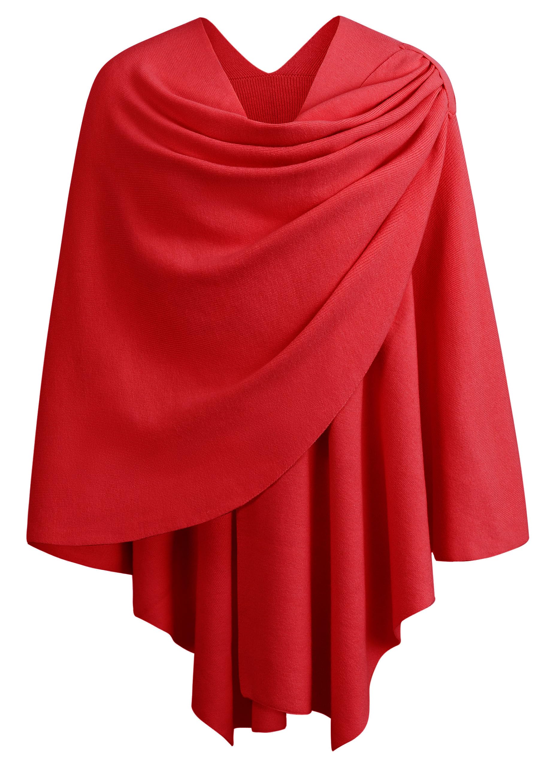PULI Women's Large Cross Front Poncho Sweater Wraps Topper Knitted Elegant Shawls Cape for Fall Winter