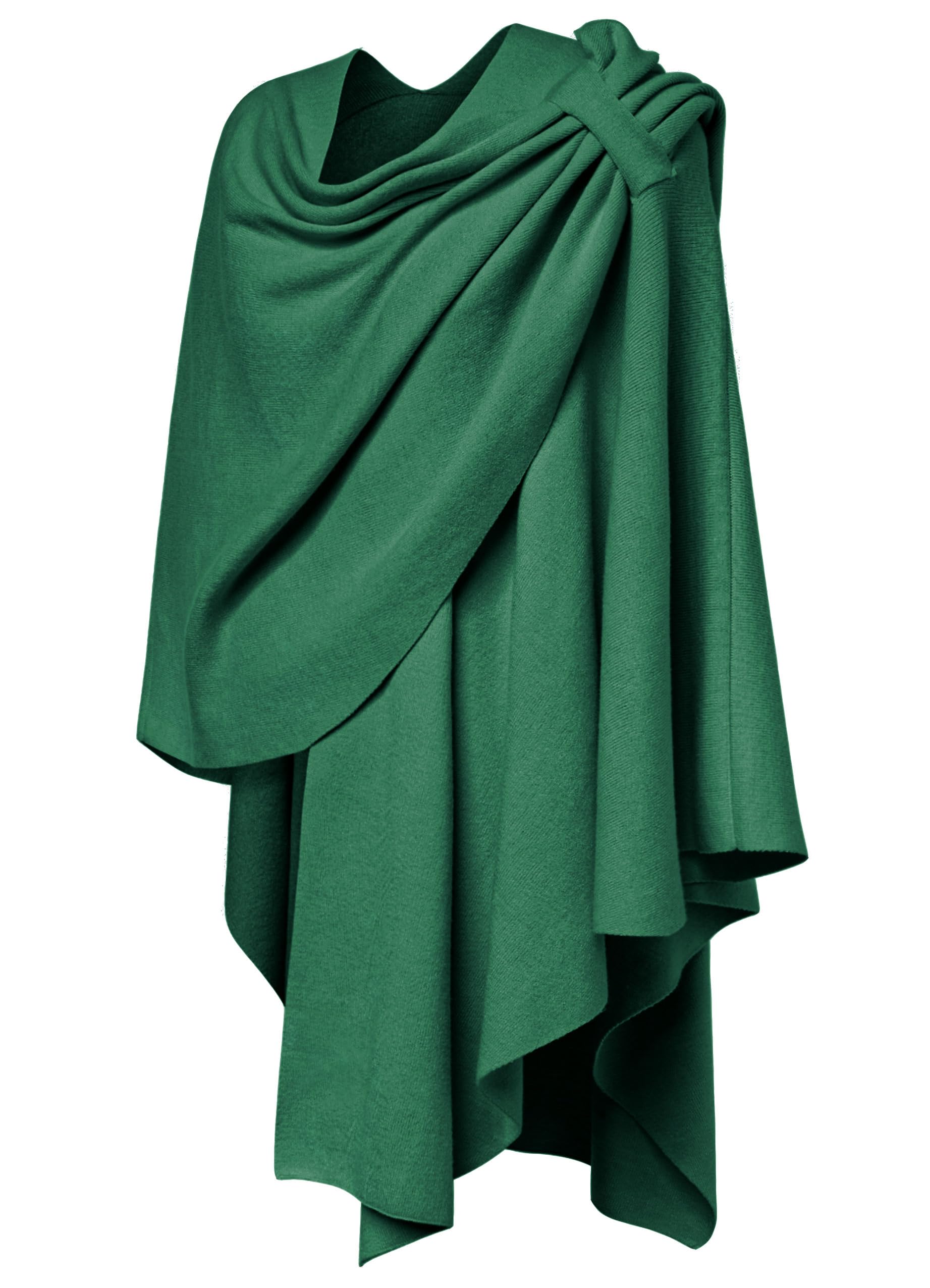 PULI Women's Large Cross Front Poncho Sweater Wraps Topper Knitted Elegant Shawls Cape for Fall Winter