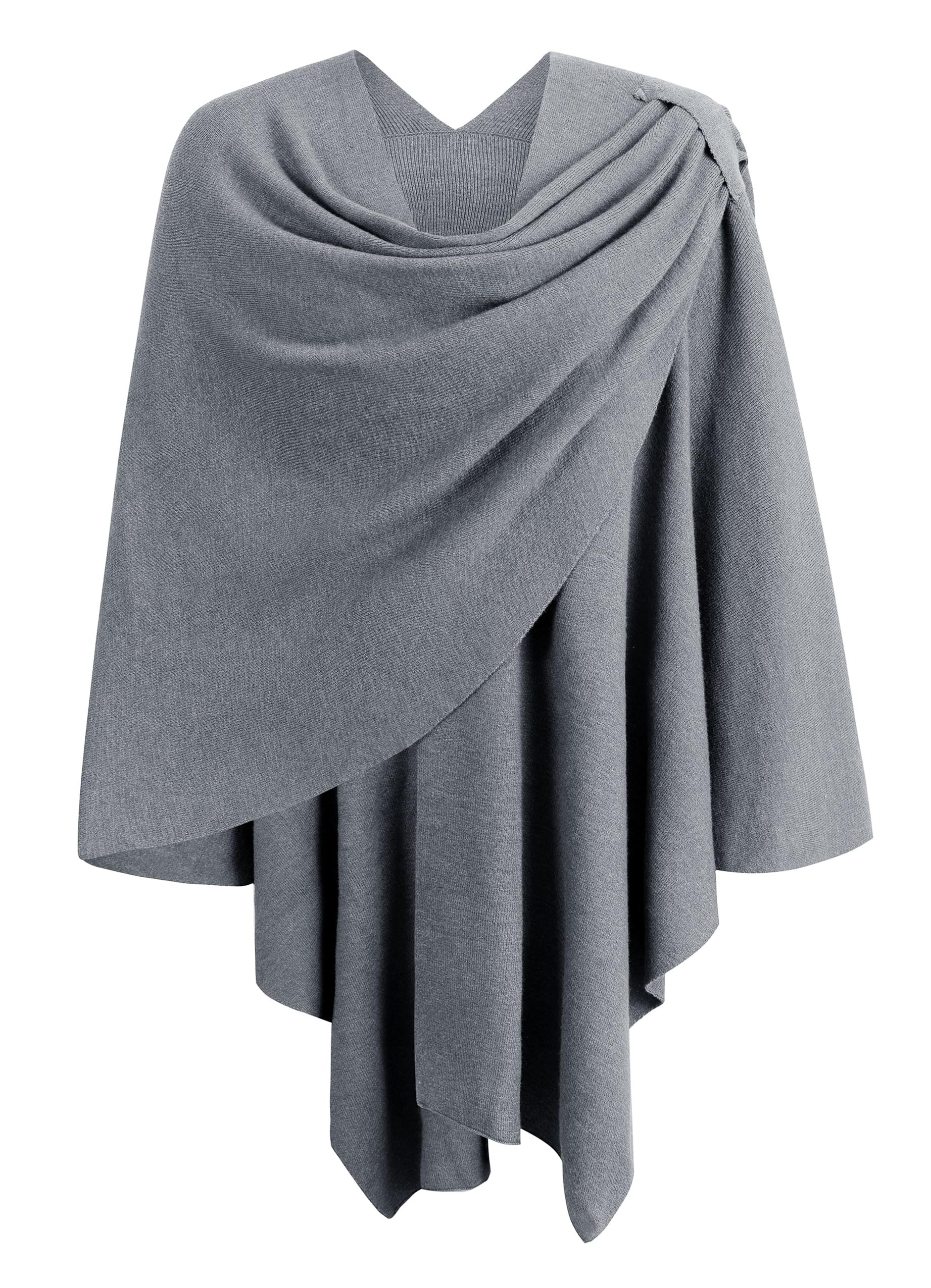 PULI Women's Large Cross Front Poncho Sweater Wraps Topper Knitted Elegant Shawls Cape for Fall Winter