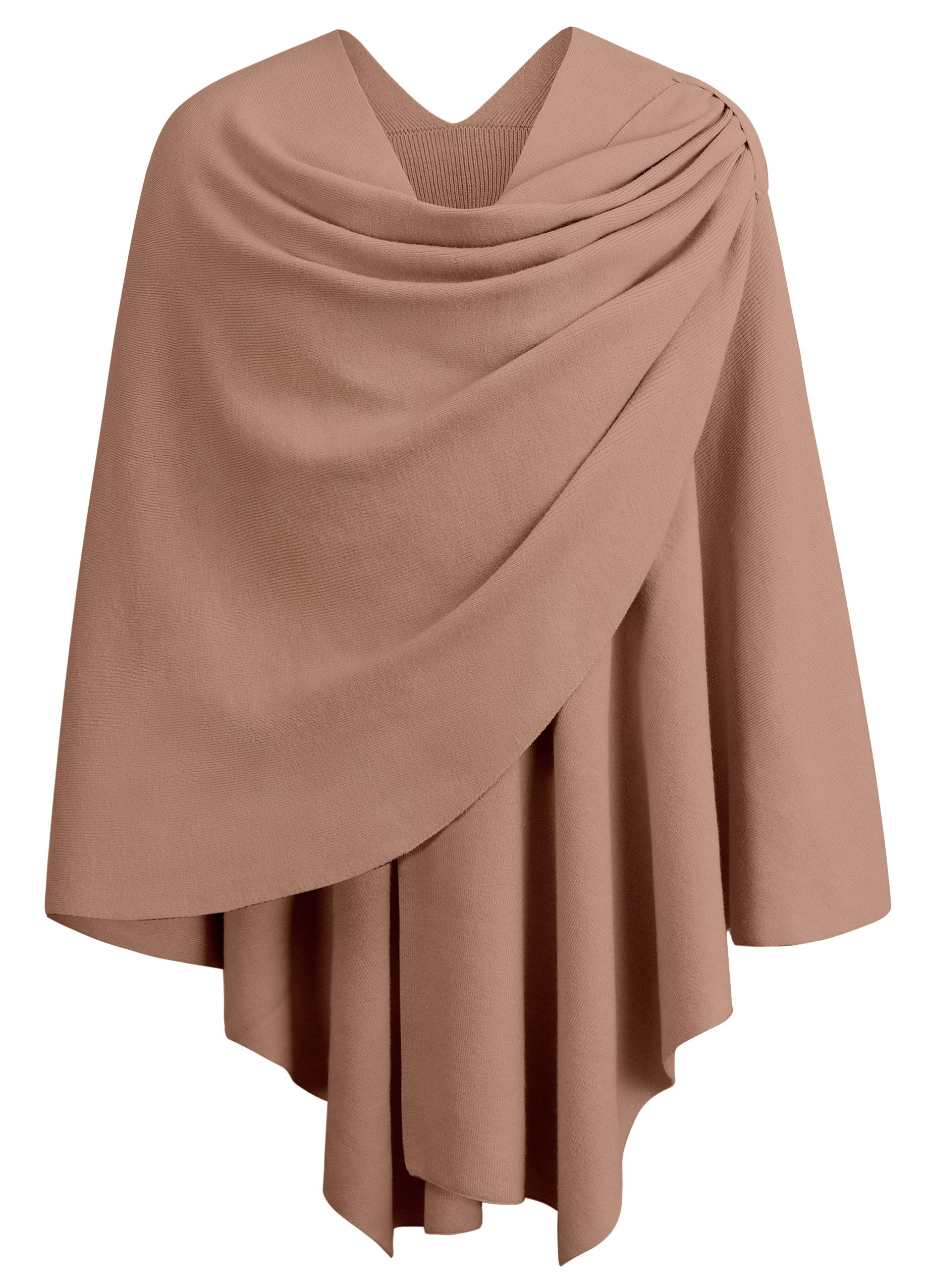 PULI Women's Large Cross Front Poncho Sweater Wraps Topper Knitted Elegant Shawls Cape for Fall Winter