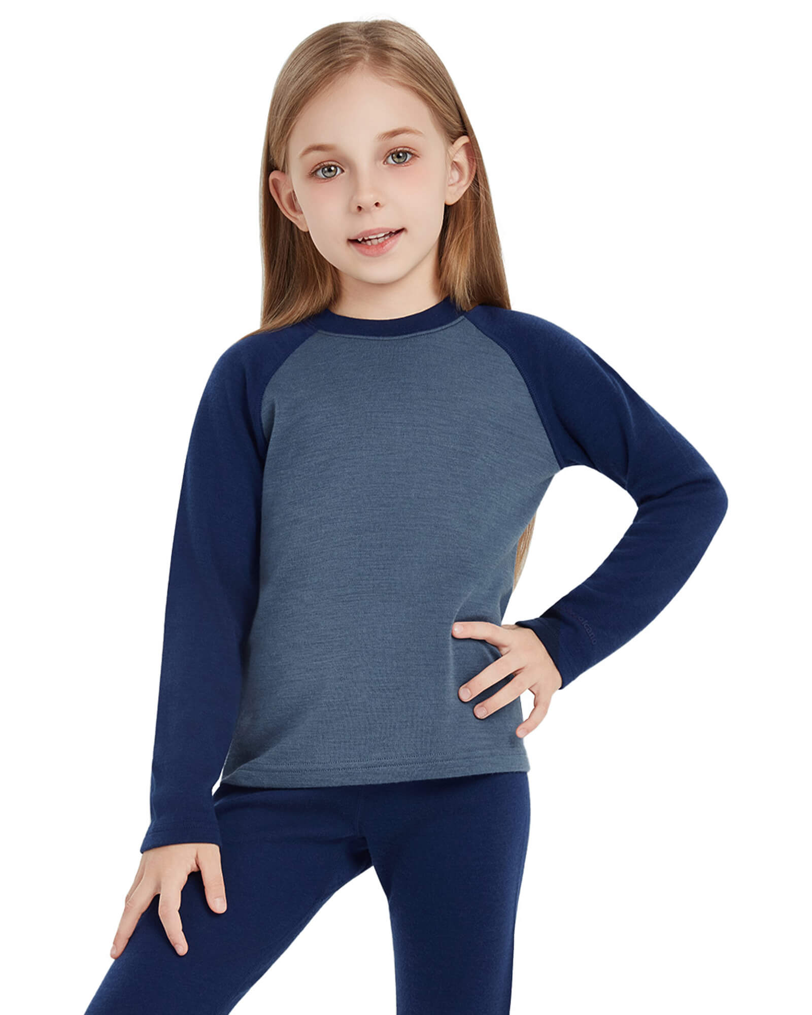 Woolcano Kid's 260 Merino Wool Unisex Base Layer Shirt Midweight Thermal Underwear Top