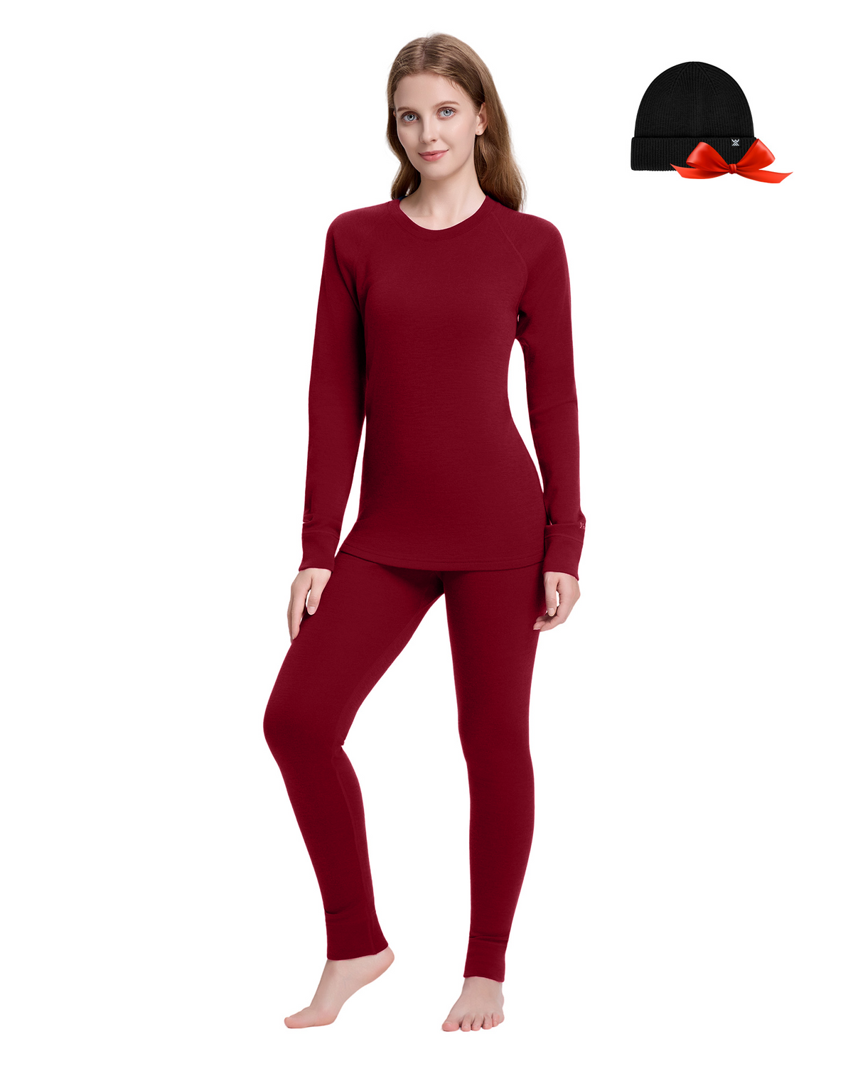 Woolcano Women's 260g Merino Wool Base Layer Set Lightweight Thermal Underwear