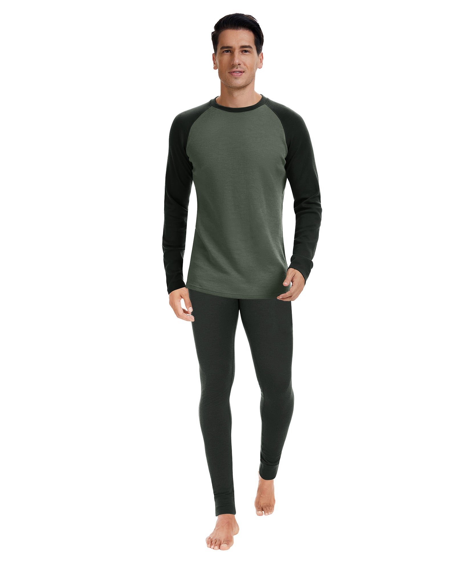 Woolcano Men’s 260 Merino Wool Base Layer Set Midweight Thermal Underwear Set
