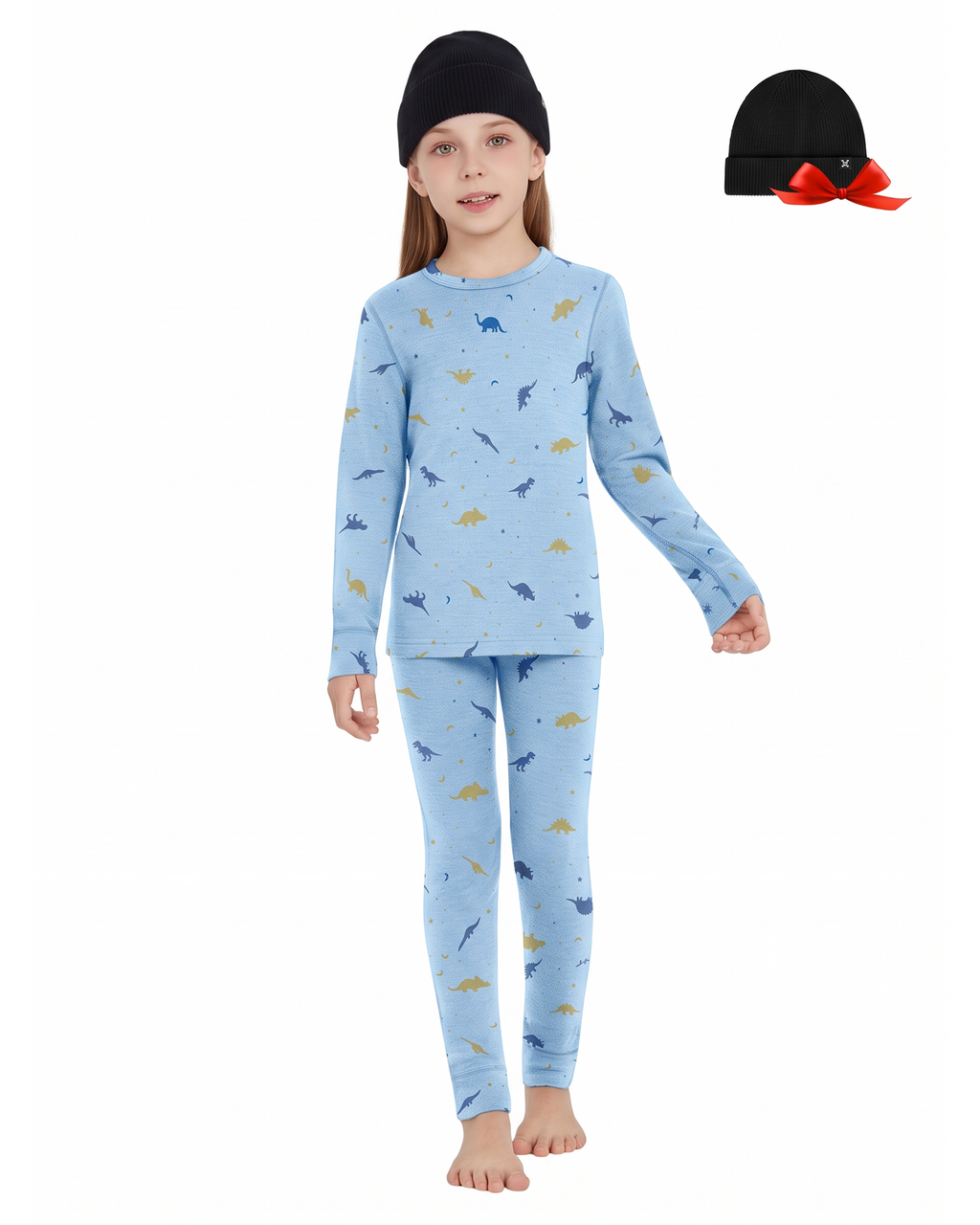 Woolcano Kid's 190g Merino Wool Unisex Base Layer Set Lightweight Thermal Underwear