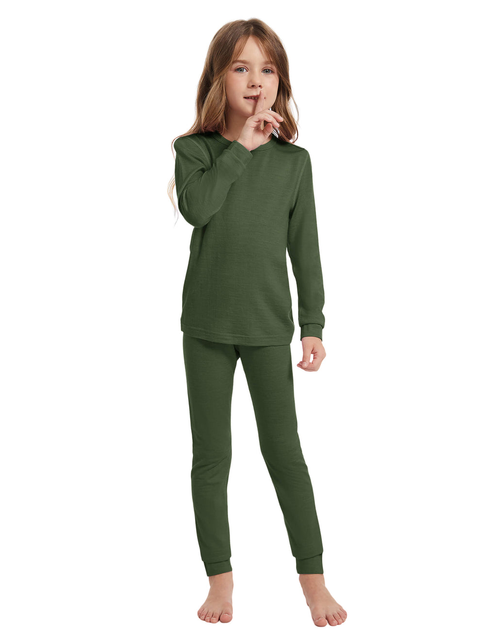 Woolcano Kids' 190 Merino Wool Unisex Base Layer Set Lightweight Thermal Underwear Set